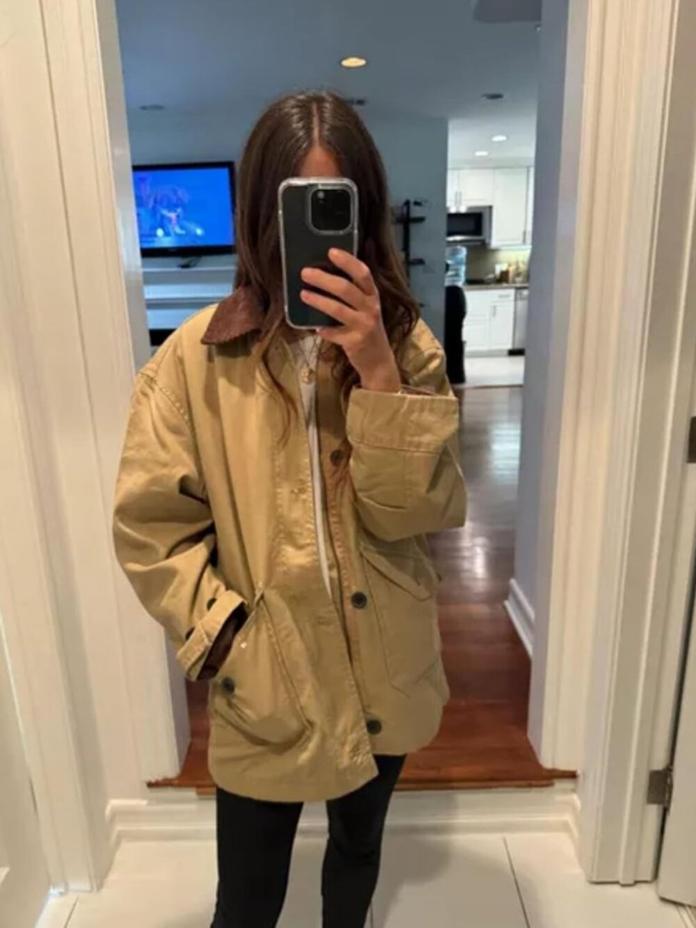 Womens Barn Jacket Classic Canvas Utility Jackets Corduroy Collar Vintage Button - Picture 5 of 7